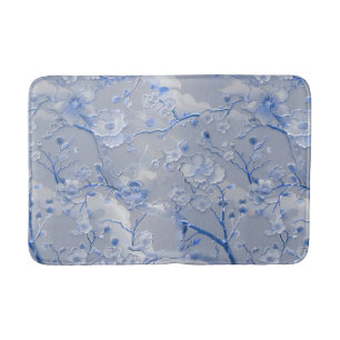 Chic blue grey floral  bath mat