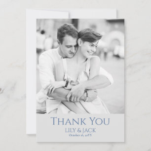 Chic Blue Grey Photo Overlay Thank You Card
