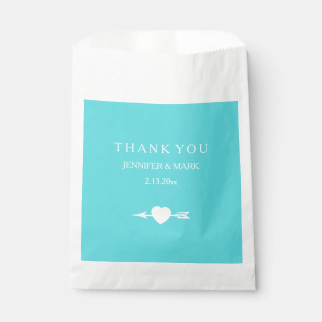 Chic Blue Heart and Arrow Favour Bag (Front)