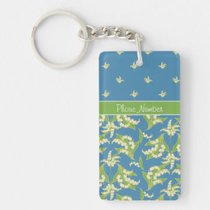 Chic Blue Lily-of-the-Valley Floral Porte - clé