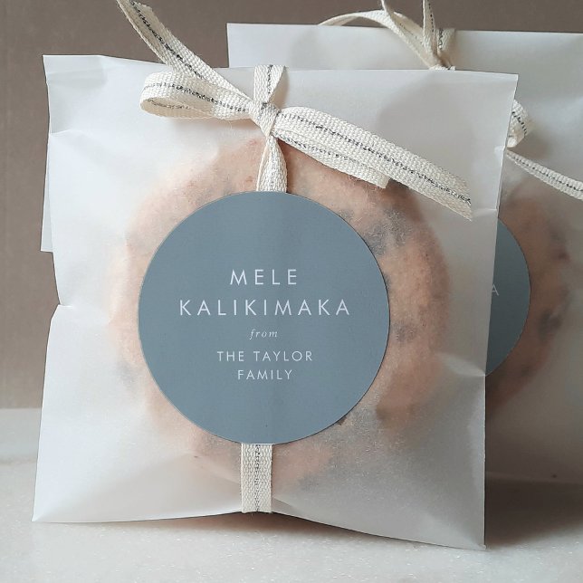 Chic | Blue Mele Kalikimaka Christmas Holiday Gift Classic Round Sticker (Creator Uploaded)
