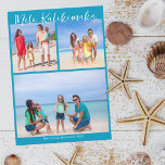 Chic Blue Mele Kalikimaka Photo Collage Christmas Holiday Card<br><div class="desc">Chic blue customizable beach family photo collage Christmas card with your favourite tropical photos in the sun. Add 3 of your favourite memories from your island vacation to the coast. Beautiful coastal holiday cards with a clean,  modern photograph layout and pretty white script.</div>