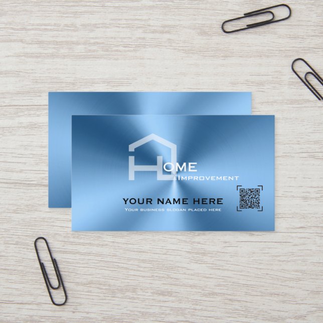 Chic Blue metallic modern business card (Front/Back In Situ)