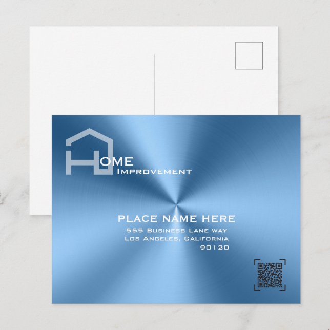 Chic Blue metallic modern business  Postcard (Front/Back)