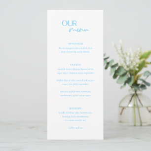 Chic Blue Modern Wedding Menu