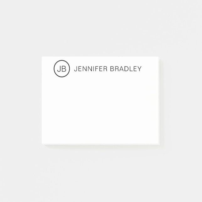 Chic Blue Monogram Custom Personalized Name Post-it Notes (Front)