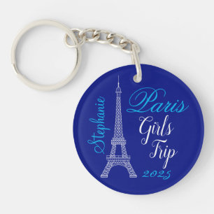 Chic Blue Paris Eiffel Tower Girls Trip Keychain