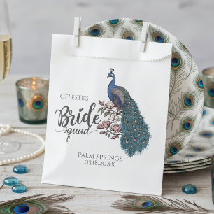 Chic Blue Peacock Bride Squad Favour Bag