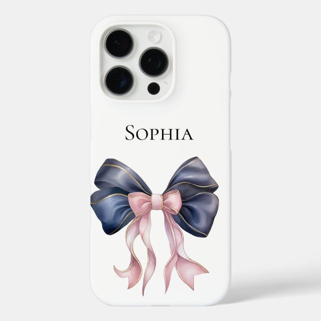 Chic Blue Pink Girly Bow Case-Mate iPhone Case (Back)