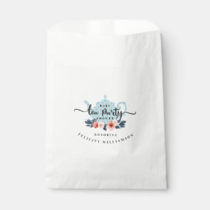 Chic Blue Polka Dot Vintage Tea Party Baby Shower Favour Bag