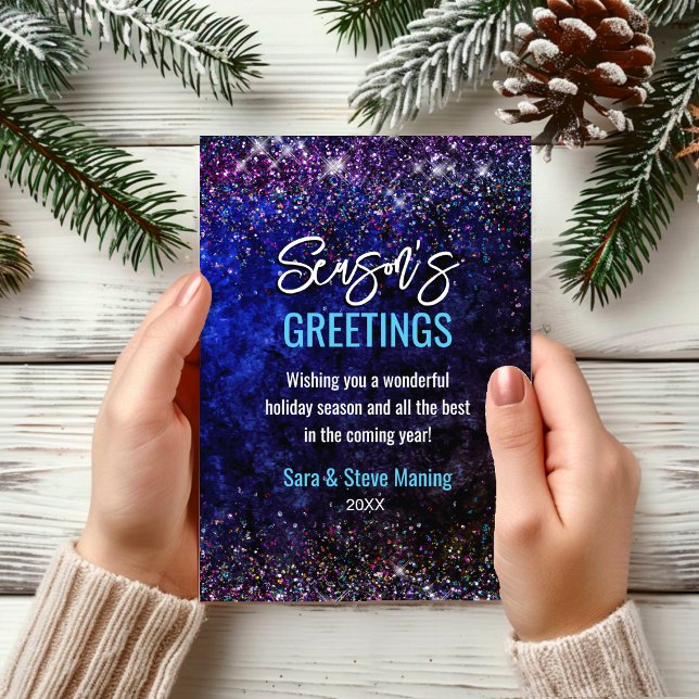 Chic blue purple faux glitter Christmas new year (Creator Uploaded)