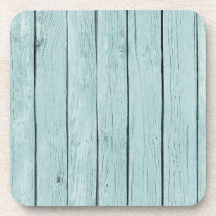 Chic Blue Rustic Wood Coaster