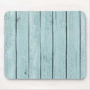 Chic Blue Rustic Wood Mouse Pad