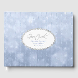 Chic Blue Satin Look Quinceañera   Guest Book