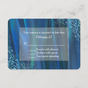 Chic Blue Satin Wedding Response Card