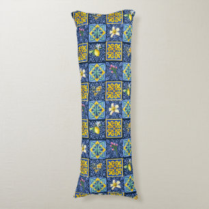 Chic Blue teal Sicilian citrus Mediterranean Body Pillow
