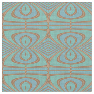 Chic Blue Turquoise Vintage Nouveau Deco Pattern Fabric