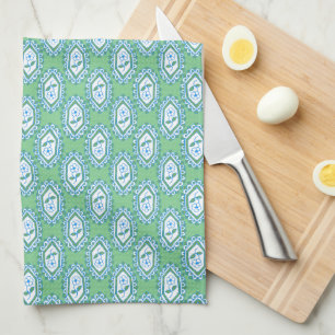 Chic Blue Vintage Periwinkle Floral Pattern Kitchen Towel