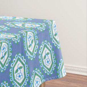 Chic Blue Vintage Periwinkle Floral Pattern Tablecloth
