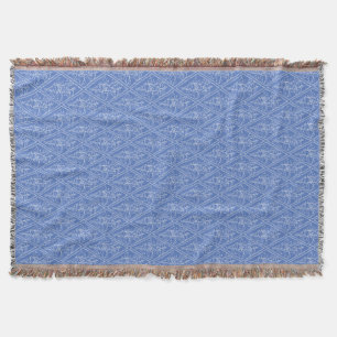 Chic Blue Vintage Periwinkle Floral Pattern Throw Blanket