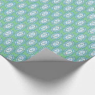 Chic Blue Vintage Periwinkle Floral Pattern Wrapping Paper