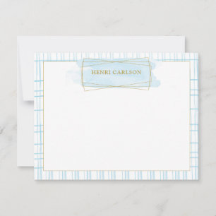 Chic Blue Watercolor Badge Note Card