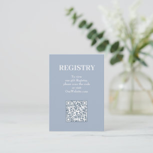 Chic Blue Wedding Registry QR Code Enclosure Card