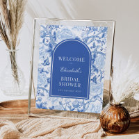 Chic Blue White Chinoiserie Bridal Shower Welcome