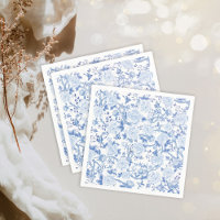 Chic Blue White Chinoiserie Flower Porcelain