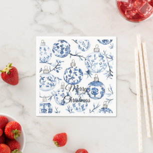 Chic Blue White Christmas Ornaments Napkin