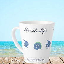 Chic Blue White Fish and Shell Family Beach House
