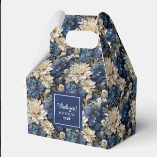 Chic Blue White Flowers Personalized Favour Box