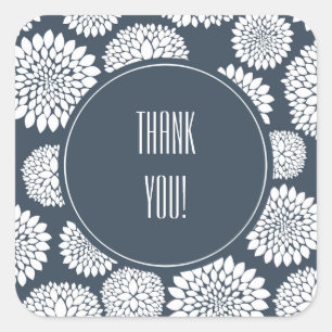 Chic Blue White Flowers Square Sticker