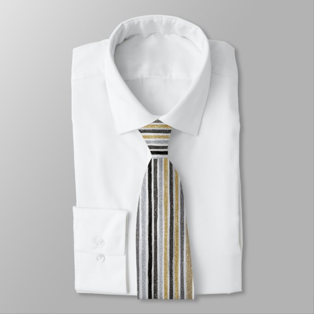 Chic Blue White Stripes Tie (Tied)
