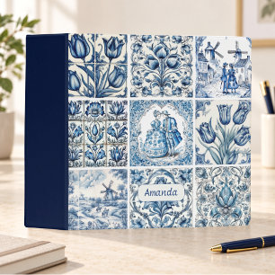 Chic Blue white toile monogram Binder