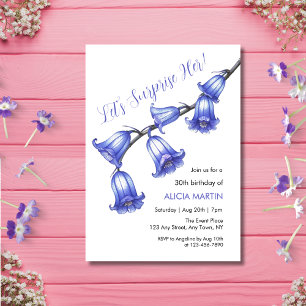 Chic Bluebell Flower Blossom Surprise Birthday Invitation