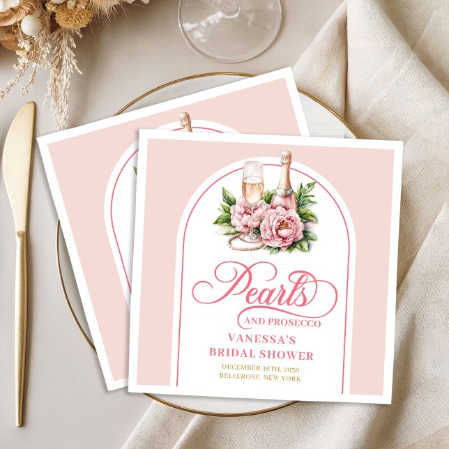 Chic Blush and Gold Pearls Bridal Shower Napkins (Chic Blush and Gold Pearls Bridal Shower Napkin)