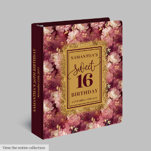 Chic Blush Bourgogne Gold Sweet 16 Classeur
