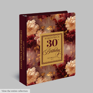 Chic Blush Burgundy Gold 30th Birthday Memory Binder