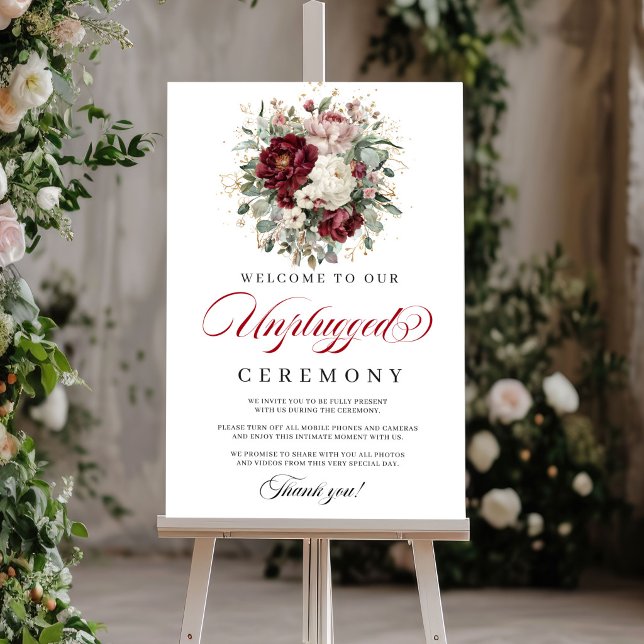 Chic Blush Burgundy Unplugged Ceremony Poster (Chic Blush Burgundy Unplugged Ceremony Poster)