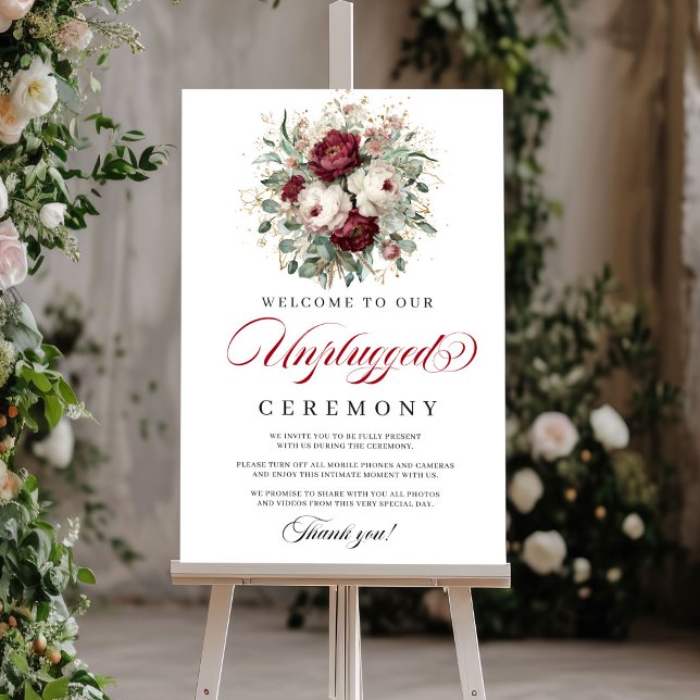 Chic Blush Burgundy Unplugged Ceremony Poster (Chic Blush Burgundy Unplugged Ceremony Poster)