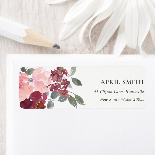 CHIC BLUSH BURGUNDY WATERCOULEUR ROSE ADRESSE FLOR (En situation)