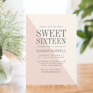 Chic Blush et crème Sweet sixteen Invitation