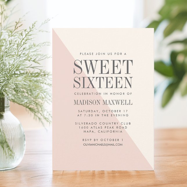 Chic Blush et crème Sweet sixteen Invitation (Créateur téléchargé)
