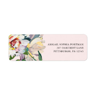 Chic Blush Floral Bouquet Wedding Mailing Label
