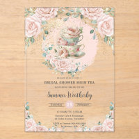 Chic Blush Floral High Tea Party Bridal Shower