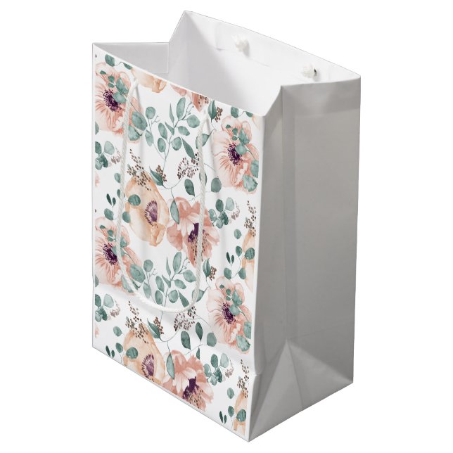 Chic Blush Floral Medium Gift Bag (Front Angled)