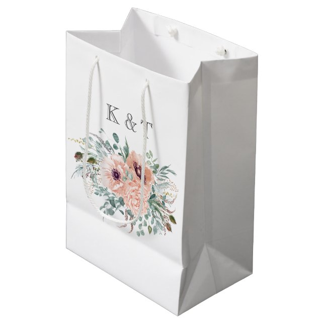 Chic Blush Floral Medium Gift Bag (Front Angled)