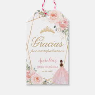 Chic Blush Floral Quinceanera Favour Thank You   Gift Tags