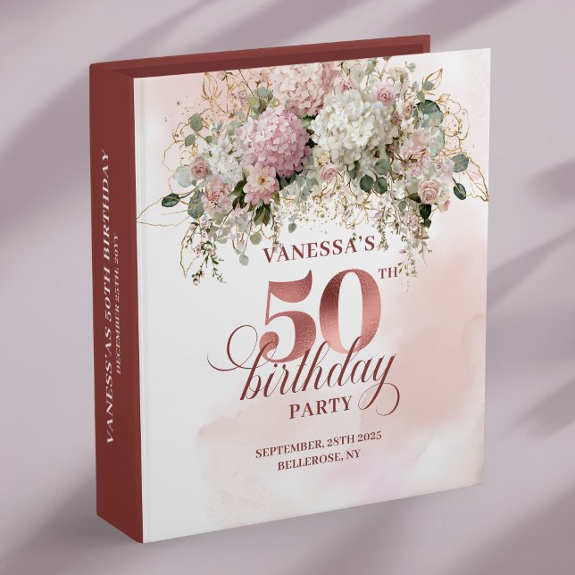 Chic Blush Floral Rose Gold 50th Memory Album Binder (Chic Blush Floral Rose Gold 50th Memory Album)